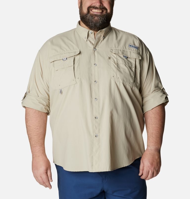 Men's Columbia PFG Bahama II Long Sleeve Shirts Khaki | Plus Size CA-C8A3C